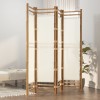 Separator de cameră pliabil cu 4 panouri 160 cm bambus și p&acirc;nză