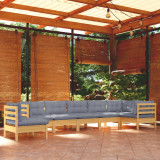 VidaXL Set mobilier grădină cu perne, 8 piese, gri, lemn masiv pin