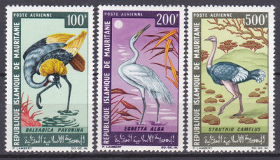 DB1 Fauna Pasari 1967 Mauritania 3 v. PA MNH foto