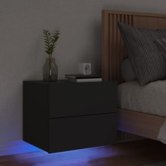 Gossi noptiera montata pe perete cu lumini led, negru