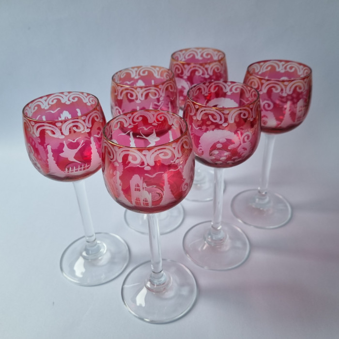 Set pahare cristal rosu rubin - EGERMANN