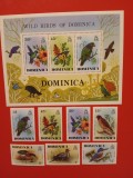 DOMINICA, PĂSĂRI - BLOC + SERIE COMPLETĂ MNH