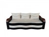 Canapea Extensibila MP Simona, 225 cm, Crem/Negru, Stofa Catifelata &amp; Piele Ecologica, Lada Depozitare, Arcuri Relaxa + 3 Perne
