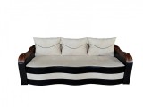 Canapea Extensibila MP Simona, 225 cm, Crem/Negru, Stofa Catifelata &amp; Piele Ecologica, Lada Depozitare, Arcuri Relaxa + 3 Perne