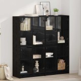 vidaXL Bufet 2 pcs Stejar Negru 68 x 37 x 142 cm Lemn compozit 3402646