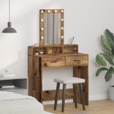 VidaXL Masă de toaletă cu LED, lemn vintage, 79x41x140 cm