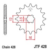 Pinion fata 13 dinti pas lant 428 - Suzuki DR-Z 70 (08-19) - GT 80 (81-83) - RM 80 - RM 80 X (77-99) - TS 80 ER (81-83)