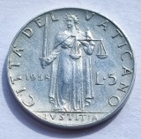 260. Moneda Vatican 5 lire 1958 (AN) (tiraj 30.000 buc) (Al 260-lea Papa Pius al XII-lea), Europa
