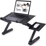 Cumpara ieftin Măsuță laptop regabilă pe &icirc;nălțime din aluminiu, masă cu sistem dublu