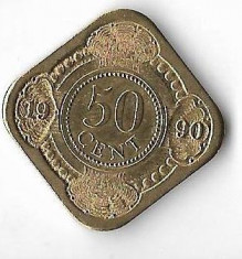 Moneda 50 cents 1990 - Antilele Olandeze foto