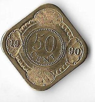 Moneda 50 cents 1990 - Antilele Olandeze foto