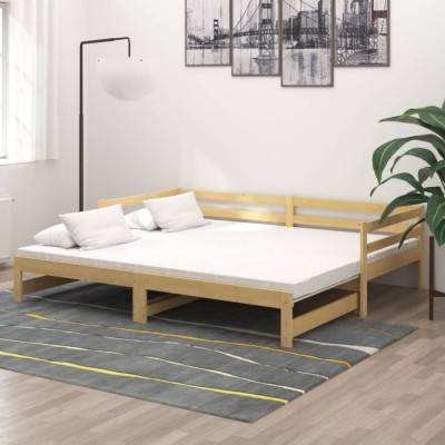 vidaXL Pat extensibil de zi, 2x(90x200) cm, lemn masiv de pin foto