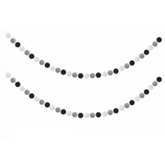 Set 2 ghirlande cu pompoane, diametru 2.5 cm, lungime 2.5 m, pasla, multicolor