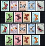 Ungaria 1966, Mi #2201-2209 A+B, dant + ned, fauna, fluturi, MNH. Cota 126,50 &euro;!