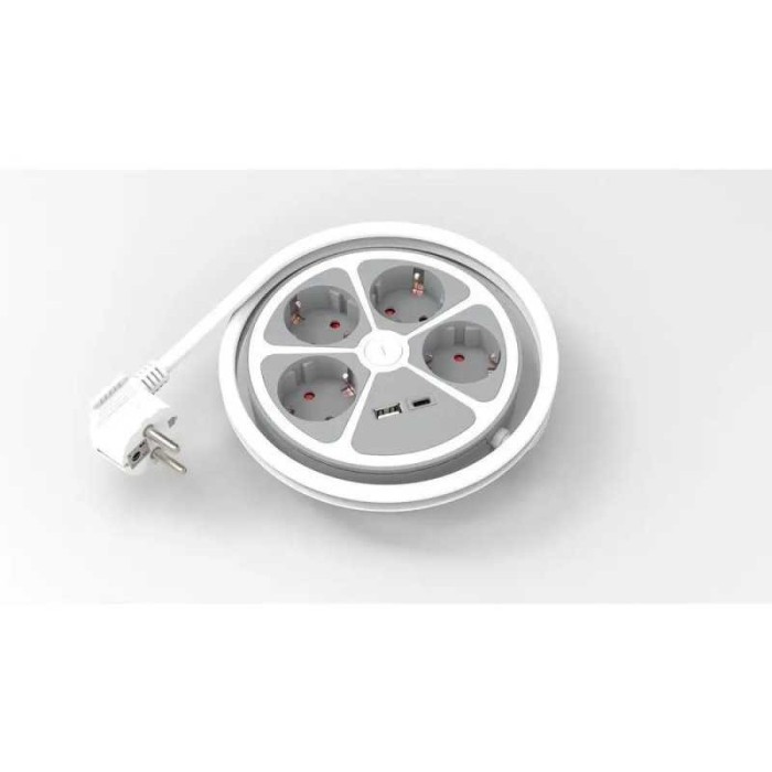 Prelungitor 4 prize 1x USB-A + 1x USB-C 20W cablu 3x1.5mmp 1.4m