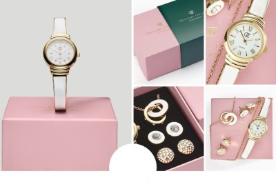 Set Elegance cu cristale Swarovski: ceas, colier, 2 perechi cercei - Oriflame Exklusiv foto