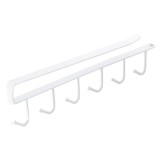Cumpara ieftin Suport pentru bucatarie, organizare ustensile, cani, 6 carlige, metal, prindere pe dulap, 26.5 x 4.5 cm, alb