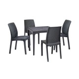 Set mobilier de gradina Leziter Malinda 4+1, grafit, masa si 4 scaune