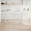 VidaXL Poartă c&acirc;ini pliabilă cu ușă, 6 panouri, alb, 300 cm, lemn plop 352215