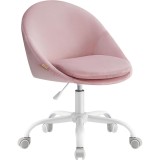 Scaun de birou ergonomic SONGMICS din catifea, reglabil, roz pastel
