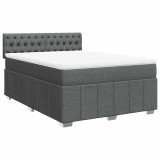 Cumpara ieftin Pat box spring cu saltea, gri inchis, 140x200 cm, textil