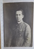 Foto CDV &ndash; militar rom&acirc;n cu decorație &ndash; perioada Primului Război / interbelică