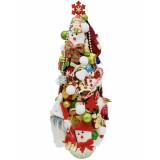 Bradut ornamental pentru Craciun decorat cu articole de sezon, 50 cm (Multicolor)
