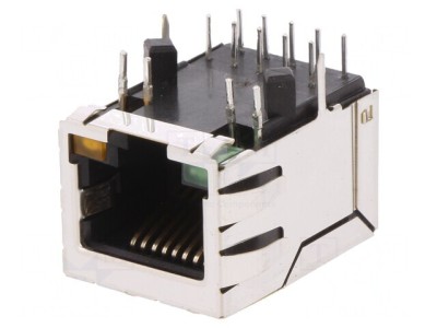 Soclu RJ45 Ecranat cu LED 8P8C THT foto