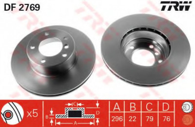 Disc frana BMW Seria 5 (E39) (1995 - 2003) TRW DF2769 foto