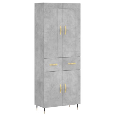 Dulap inalt, gri beton, 69,5x34x180, lemn compozit foto