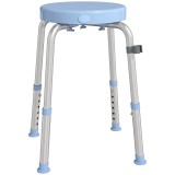 HOMCOM Taburet de Duș Rotativ, 5 &Icirc;nălțimi Reglabile, Antiderapant, din Aliaj de Aluminiu, 136 kg, Albastru Deschis | Aosom Romania