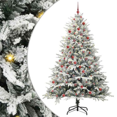 vidaXL Brad de Crăciun artificial pre-luminat cu set de bile Verde 3395406 foto