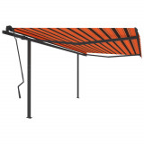 Copertina retractabila manual, stalpi portocaliu/maro 4,5x3,5m GartenMobel Dekor, vidaXL