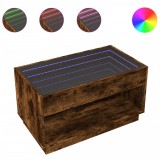 Cumpara ieftin Masuta de cafea cu LED infinity, stejar fumuriu, 90x50x50 cm