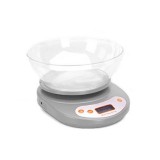 Cantar electronic de bucatarie, Verk Group, max 5 kg, gri, afisaj digital, 2 x AA R6, 20.5x16x5 cm