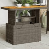 Gossi masa de gradina, gri, 90x55x71 cm, poliratan si lemn de acacia