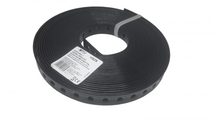 Banda 19x2mm metalica perforata cu invelis de PVC lungime 10m diametru gaura 6.5mm folosita pentru prindere sau fixare