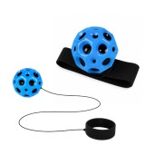 Cumpara ieftin Set 2 mingi hiperelastice Space Moon Ball cu bratara pentru incheietura, albastre, 66 mm, jucarii antistres pentru copii si adulti, sarituri spectacul