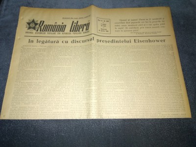 ZIARUL ROMANIA LIBERA 26 APRILIE 1953 DISCURSUL PRESEDINTELUI EISENHOWER foto