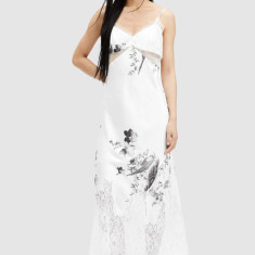 AllSaints rochie EVANGELIA IONA DRESS culoarea alb, midi, drept, W005DA