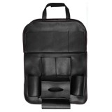 Organizator auto pentru scaun cu tavita, negru, piele ecologica
