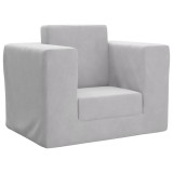 vidaXL Canapea extensibilă pentru copii, gri deschis, pluș moale 4104803