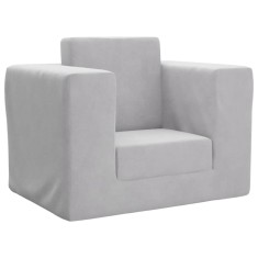 vidaXL Canapea extensibilă pentru copii, gri deschis, pluș moale 4104803