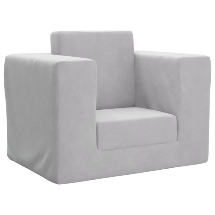 vidaXL Canapea extensibilă pentru copii, gri deschis, pluș moale 4104803