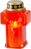 Candela LED funerara MagicHome in forma de cruce, rosie, 15,3 cm