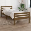 Cadru pat single Gossi, 75x190 cm, lemn masiv pin, maro miere. Pat dormitor, tablie inclusa. 