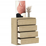 Gossi dulap cu sertar sauda stejar, 76,5x39x91 cm, lemn masiv de pin