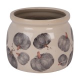 Cumpara ieftin Ghiveci flori ceramica gri bej Dovleac 12x10 cm
