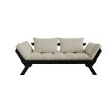 Canapea Extensibila 2 locuri, stofa si cadru lemn de pin, Bebop Black Linen, l180xA80xH75 cm