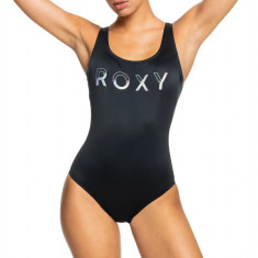 Costum de baie intreg, cu spatele gol, imprimeu logo, negru, dama, ROXY